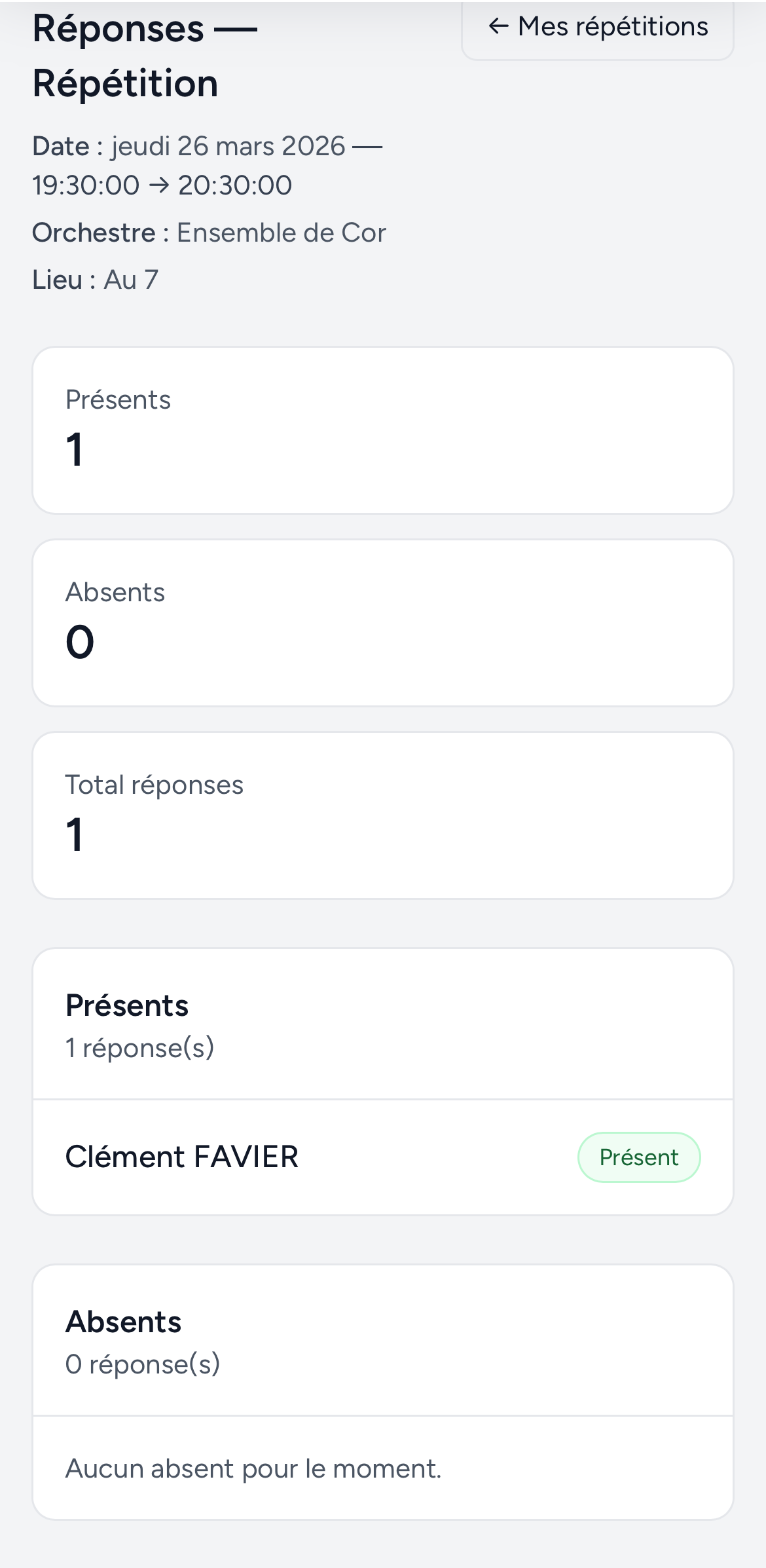 Suivi des présences